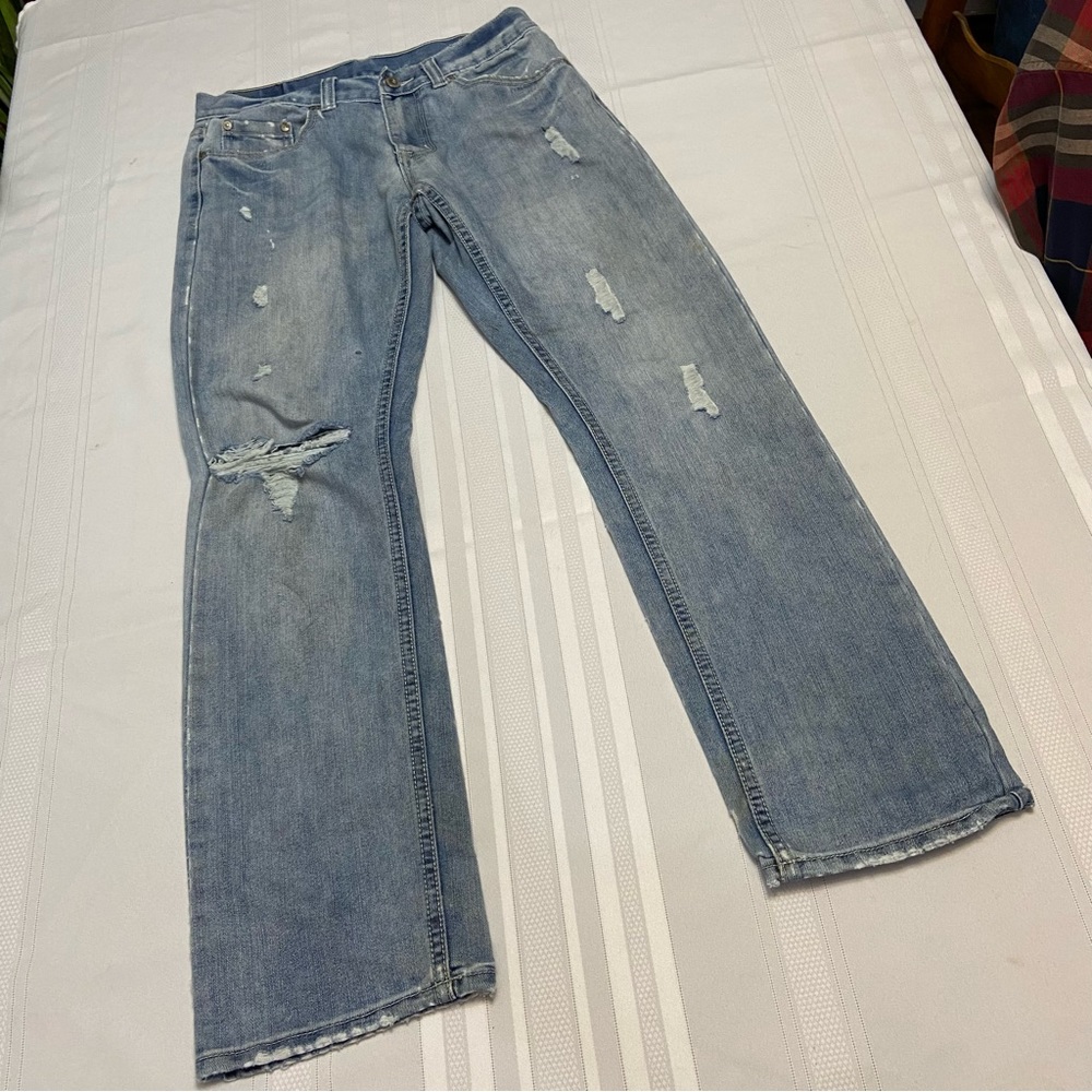 Flypaper Denim Distressed Mens Straight Leg Jeans size 30 x 32